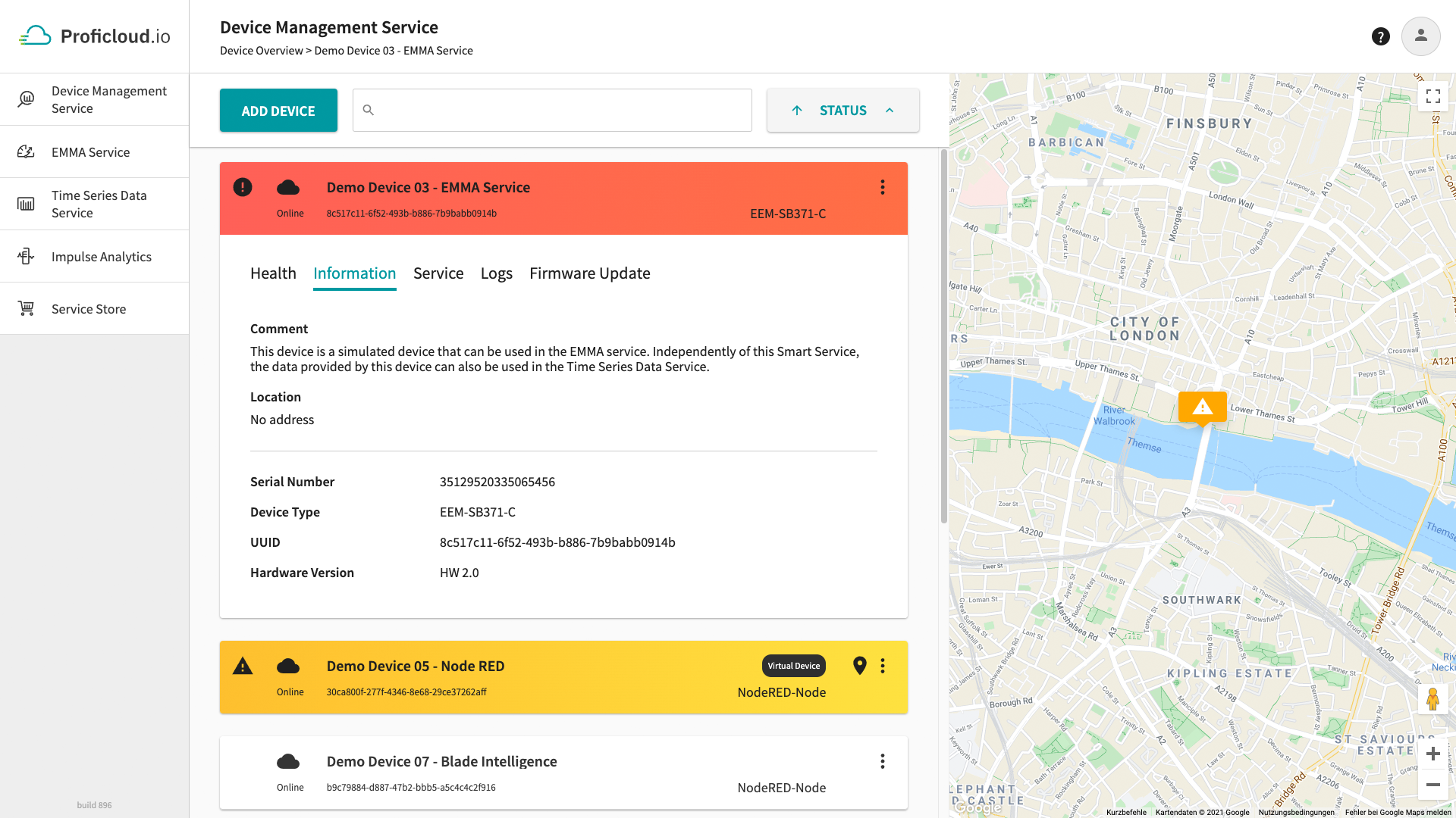 Devices in the Device Management Service can be customized with static and dynamic content, so users can easily get more information about a device.