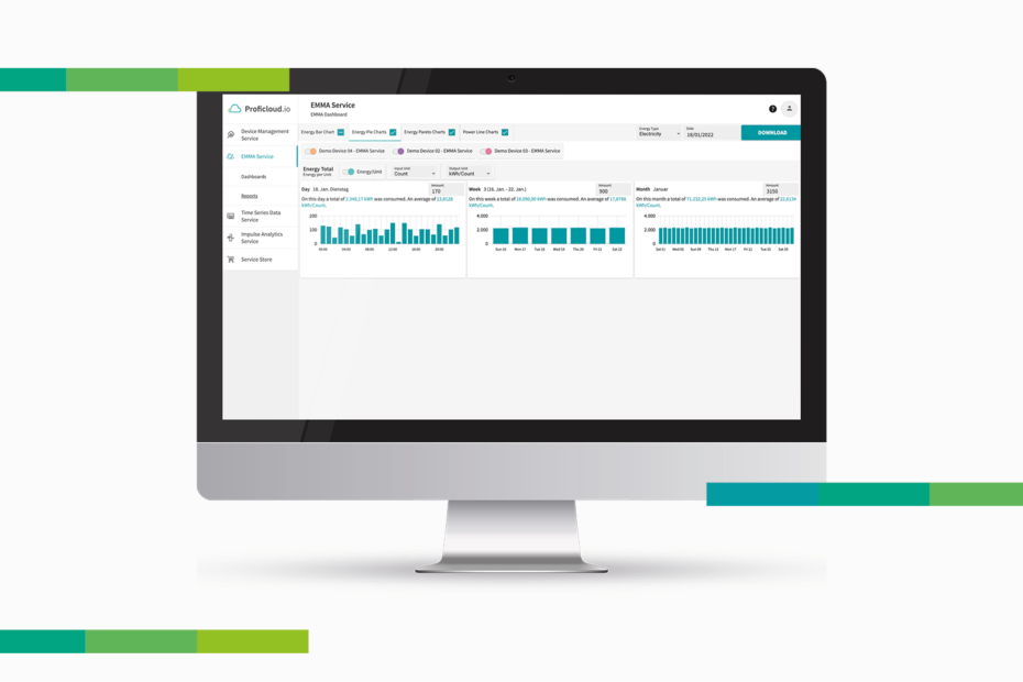 Import data as virtual device and reporting functionality added to the EMMA Service