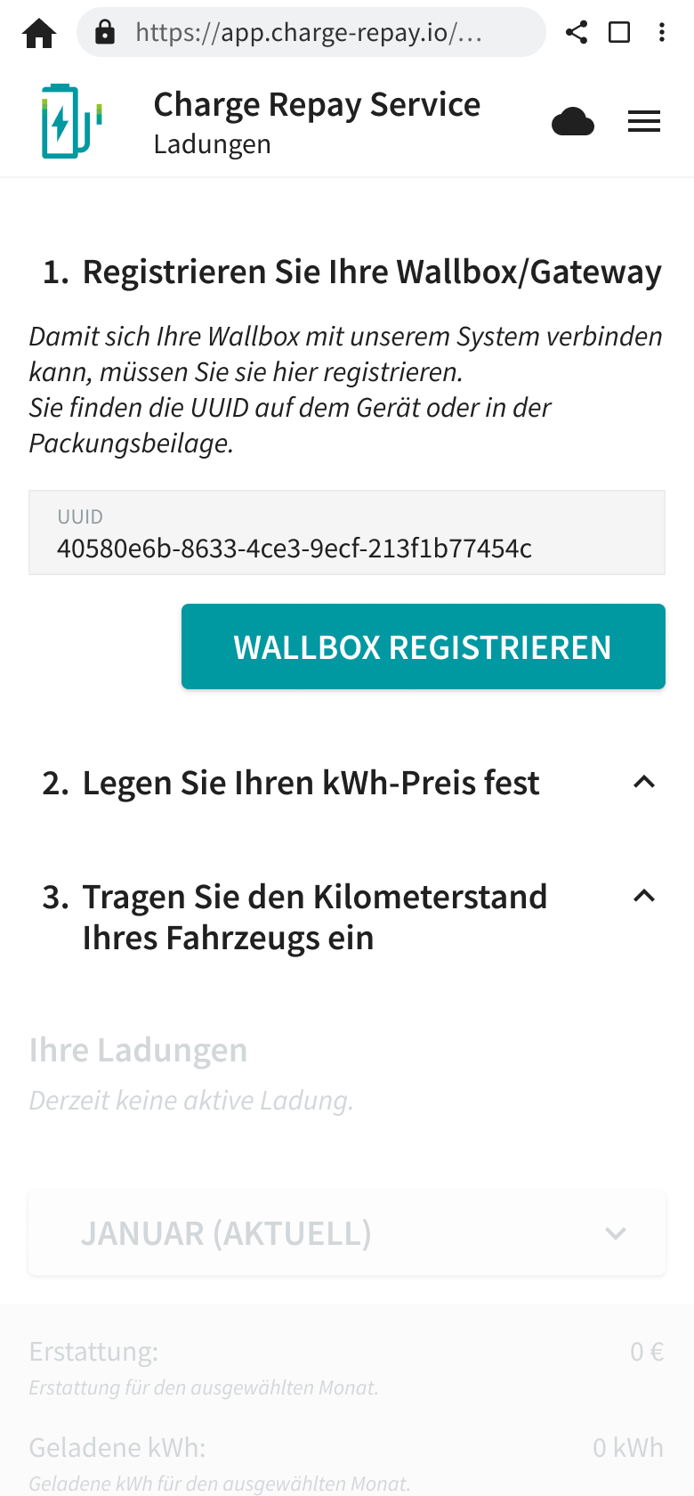 Easy registration of your wallbox via the Charge Repay Gateway